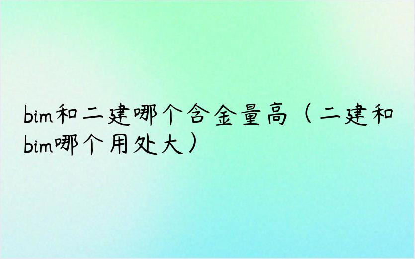 bim和二建哪个含金量高（二建和bim哪个用处大）