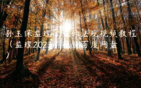 孙玉保监理工程师法规视频教程（监理2023年视频百度网盘）