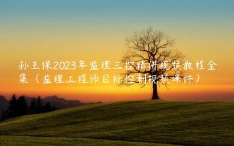 孙玉保2023年监理三控精讲视频教程全集（监理工程师目标控制视频课件）