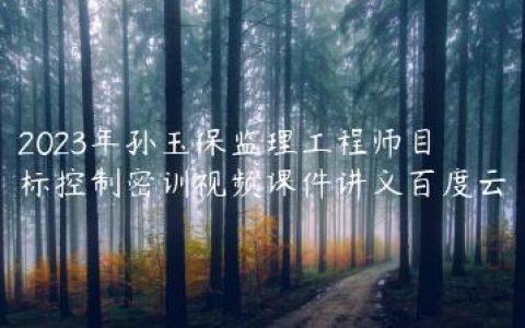 2023年孙玉保监理工程师目标控制密训视频课件讲义百度云