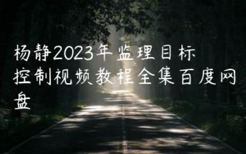 杨静2023年监理目标控制视频教程全集百度网盘