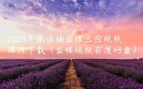 2023年张佳楠监理三控视频课件下载（监理视频百度网盘）