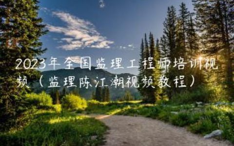 2023年全国监理工程师培训视频（监理陈江潮视频教程）