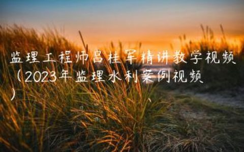 监理工程师吕桂军精讲教学视频（2023年监理水利案例视频）