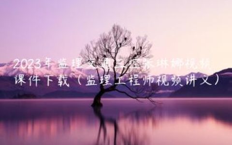 2023年监理交通三控张琳娜视频课件下载（监理工程师视频讲义）