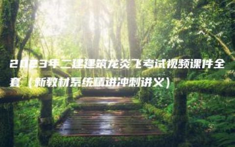 2023年二建建筑龙炎飞考试视频课件全套（新教材系统精讲冲刺讲义）