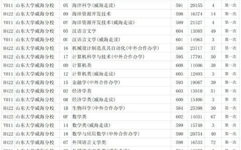 山东大学威海分校分数（2022年）