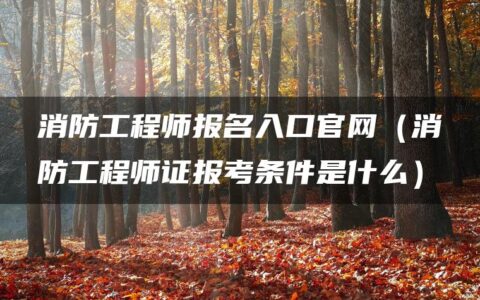 消防工程师报名入口官网（消防工程师证报考条件是什么）