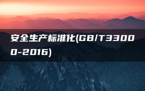 安全生产标准化(GB/T33000-2016)