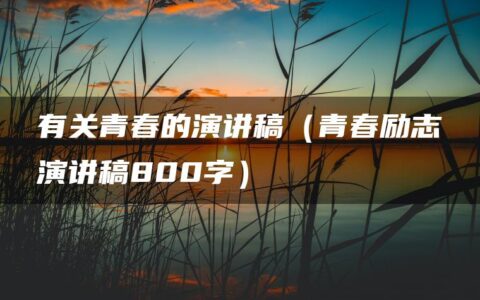 有关青春的演讲稿（青春励志演讲稿800字）