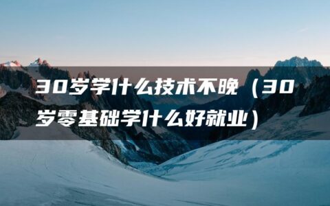 30岁学什么技术不晚（30岁零基础学什么好就业）