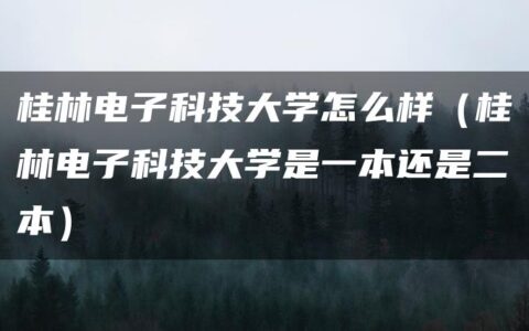桂林电子科技大学怎么样（桂林电子科技大学是一本还是二本）
