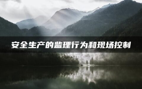 安全生产的监理行为和现场控制