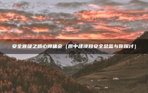 安全晋级之路心得体会（原中建项目安全总监与你探讨）