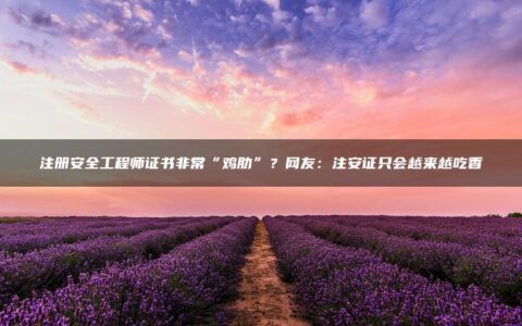 注册安全工程师证书非常“鸡肋”？网友：注安证只会越来越吃香