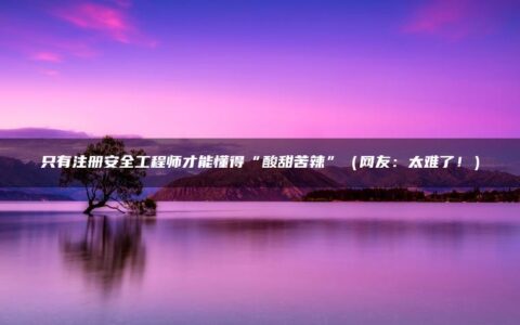 只有注册安全工程师才能懂得“酸甜苦辣”（网友：太难了！）