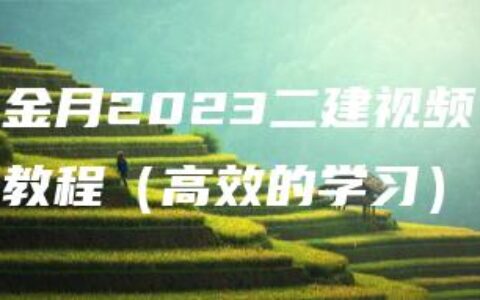 金月2023二建视频教程（高效的学习）