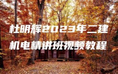 杜明辉2023年二建机电精讲班视频教程