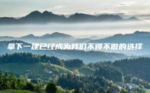 拿下一建已经成为我们不得不做的选择