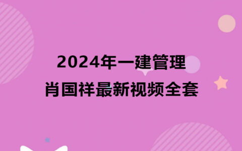 肖国祥2024年一建管理最新视频全套百度云网盘