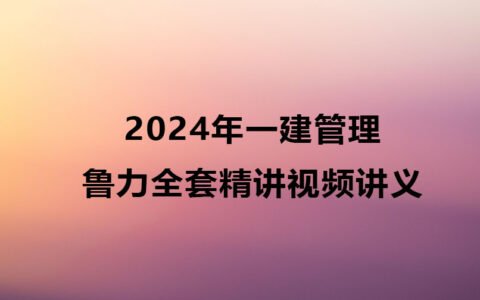 2024年一建鲁力全套精讲视频讲义（一级建造师管理视频教程全套）