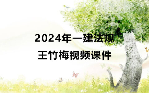 2024年一建法规王竹梅视频课件网盘下载（精讲班全集）