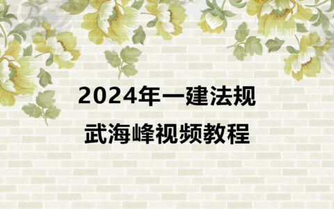 2024年一建法规武海峰视频教程百度云网盘（新教材）