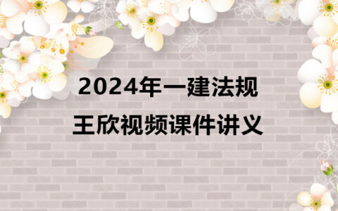 2024年一建王欣法规视频课件讲义网盘下载