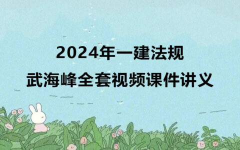 2024年一建法规武海峰全套视频课件讲义pdf