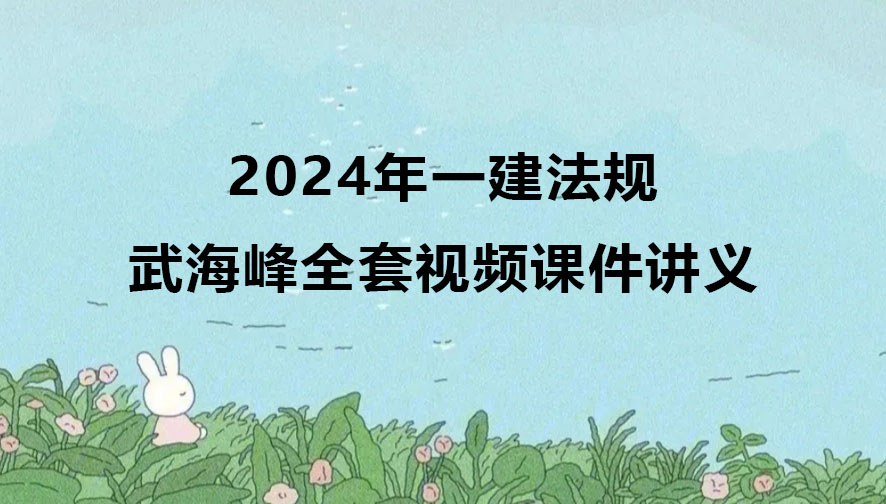 2024年一建法规武海峰全套视频课件讲义pdf