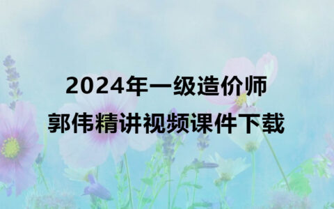 2024年一级造价师郭伟精讲视频课件下载（一造计价视频合集）