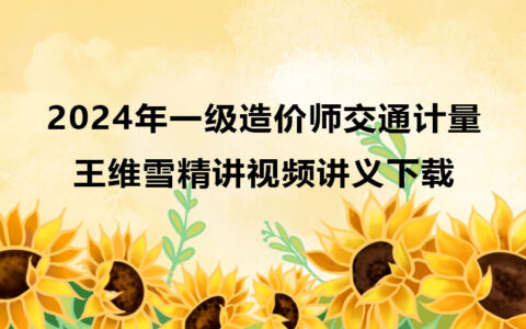 2024年一级造价师王维雪视频讲义下载（造价交通计量精讲视频）