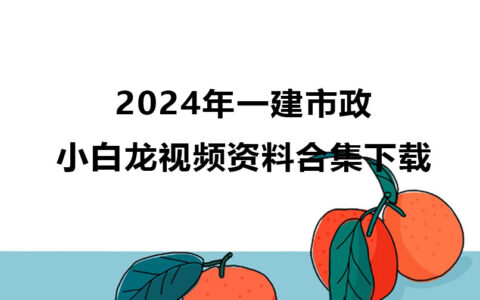 2024年一建市政小白龙视频资料合集（一级建造师视频课件下载）