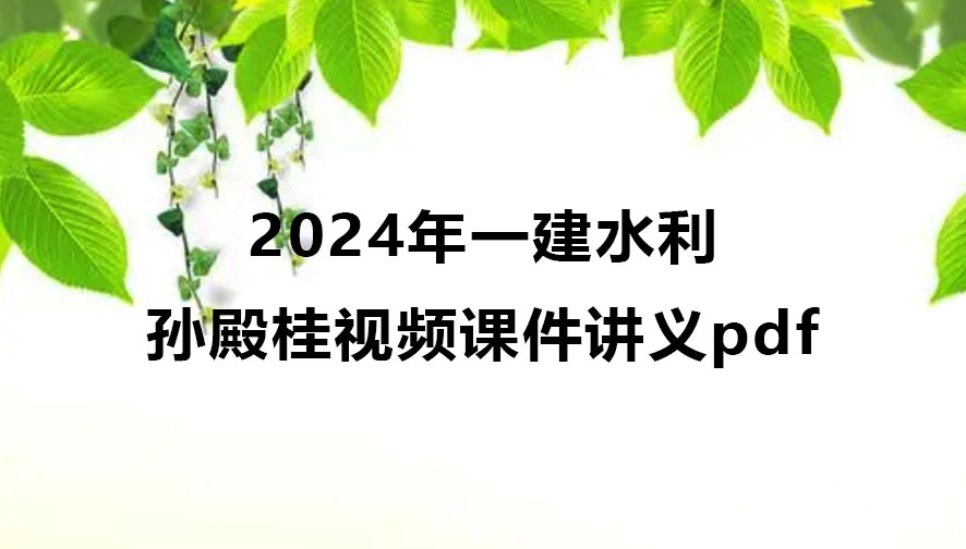 2024年孙殿桂一建水利视频课件讲义pdf百度云网盘