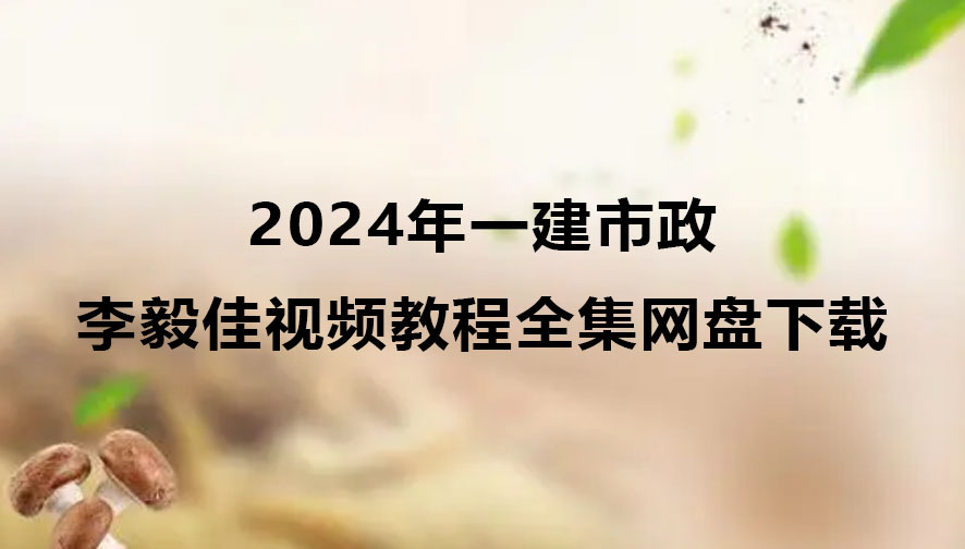 2024年李毅佳一建市政视频教程全集网盘下载