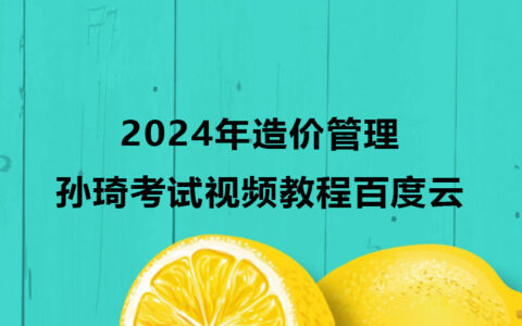 2024年孙琦造价管理考试视频教程百度云（精讲班全套）