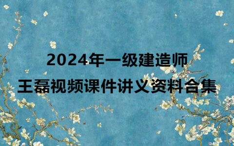 2024年一级建造师王磊视频资料合集（一建市政精讲视频讲义）