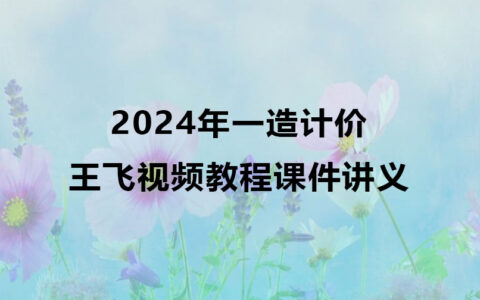 王飞2024年一造计价视频教程百度云（一级造价师视频课件讲义）