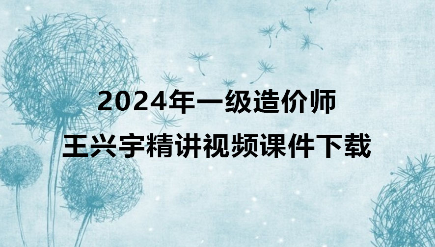 王兴宇2024年一级造价师精讲视频课件下载（一造土建计量视频合集）