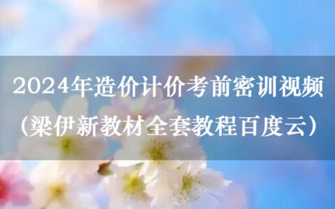 2024年造价计价考前密训视频讲义（梁伊新教材全套教程百度云）