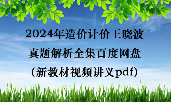 2024年造价计价王晓波真题解析全集百度网盘（新教材视频讲义pdf）