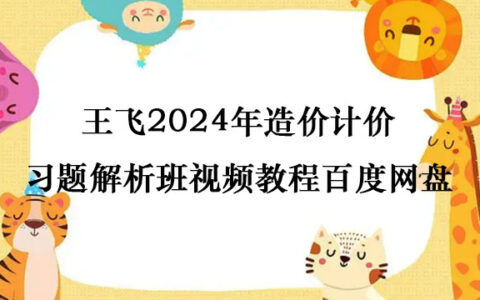 王飞2024年造价计价习题解析班视频教程百度网盘