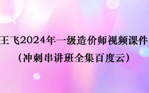 王飞2024年一级造价师视频课件（冲刺串讲班全集百度云）