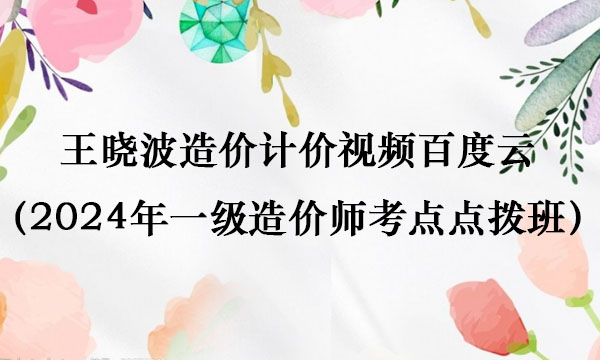 王晓波造价计价视频百度云（2024年一级造价师考点点拨班全套）