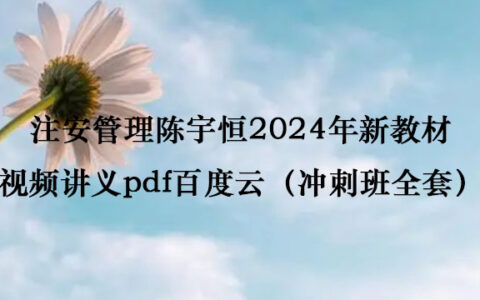 注安管理陈宇恒2024年新教材视频讲义pdf百度云（冲刺班全套）