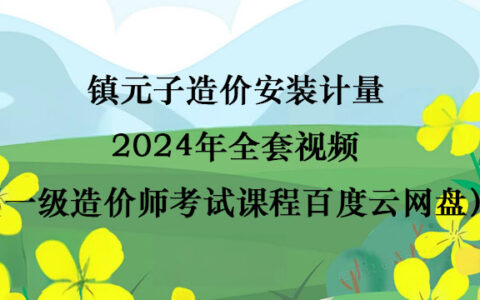 镇元子造价安装计量2024年全套视频（一级造价师考试课程百度云网盘）