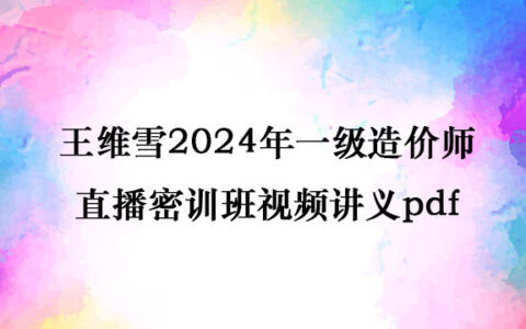 王维雪2024年一级造价师直播密训班视频讲义pdf