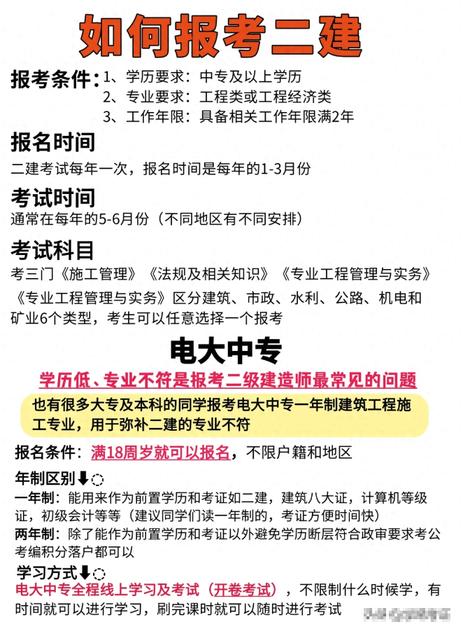 学历低、专业不符怎么报考二级建造师？