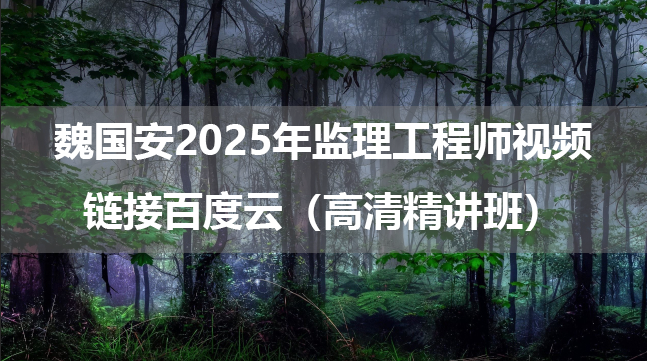 魏国安2025年监理工程师视频链接百度云（高清精讲班）