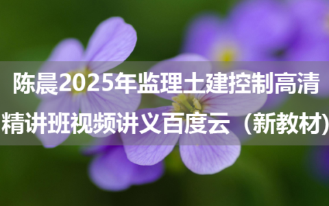 陈晨2025年监理土建控制高清精讲班视频讲义百度云（新教材)